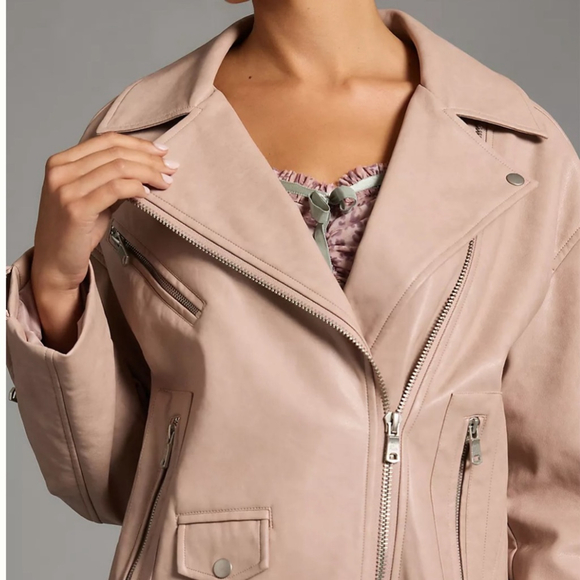 SOLD Avec Les Filles X Anthropologie Oversized Faux Leather Moto Jacket Large - Picture 4 of 15